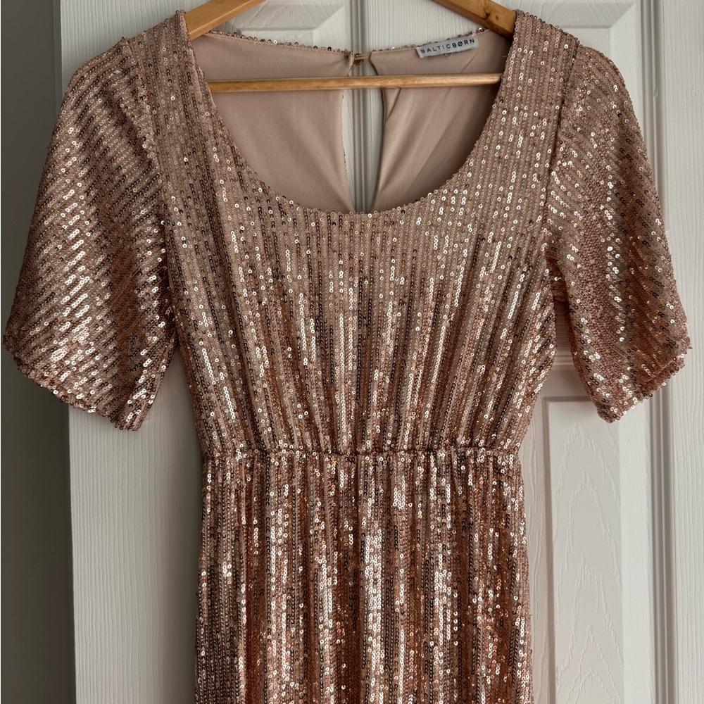 Rose Gold Sequin Maxi Dress